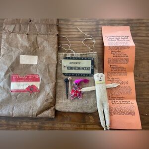 Vintage Voodoo Dolls Set with Burlap Pouch unique gag hexing gift